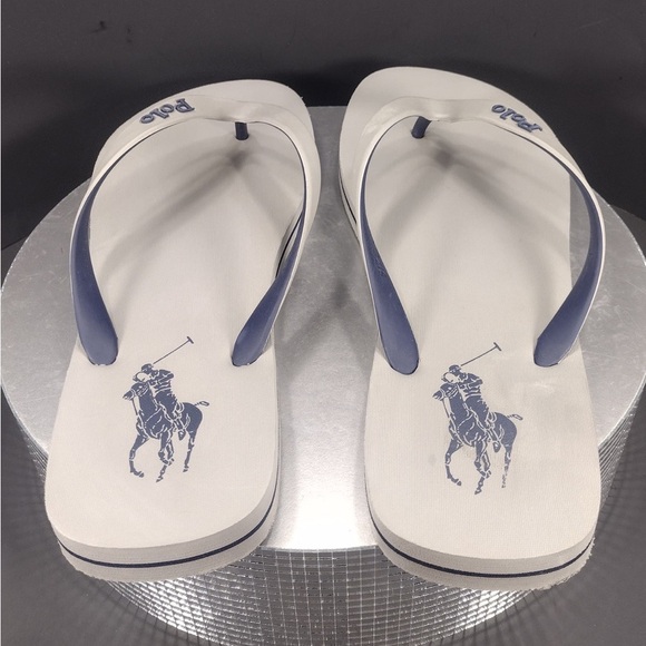 Polo White and Blue Flip Flops size 13/14 pre owned Exellent condition - Picture 3 of 7